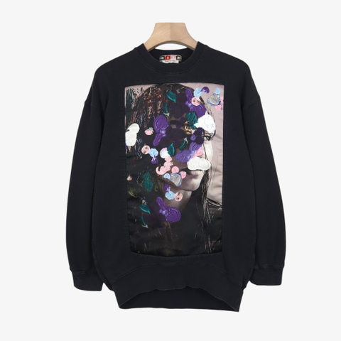 [90-95] MSGM 블랙 페인팅 루즈핏 기모 스웨트셔츠