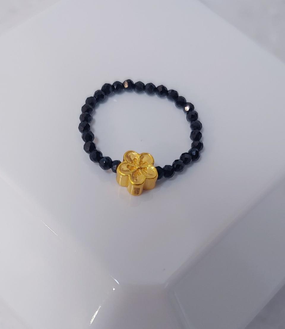 24k 순금꽃반지,블랙스피넬 원석반지 14k/18k아님