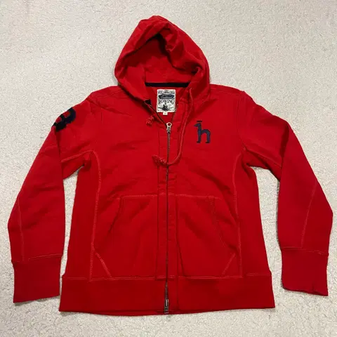 헤지스 후드집업 레드 105