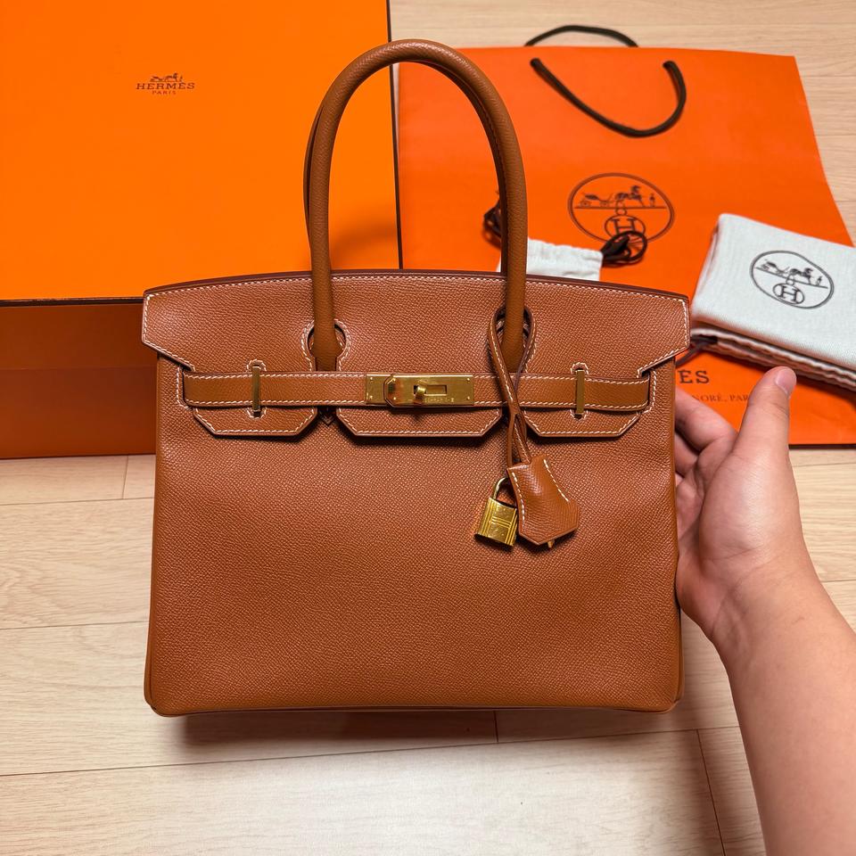 [백화점판/새상품급] 에르메스 30 버킨 골드 금장 앰송 토트백