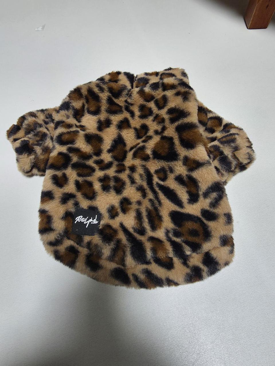 강아지 호피 퍼 자켓