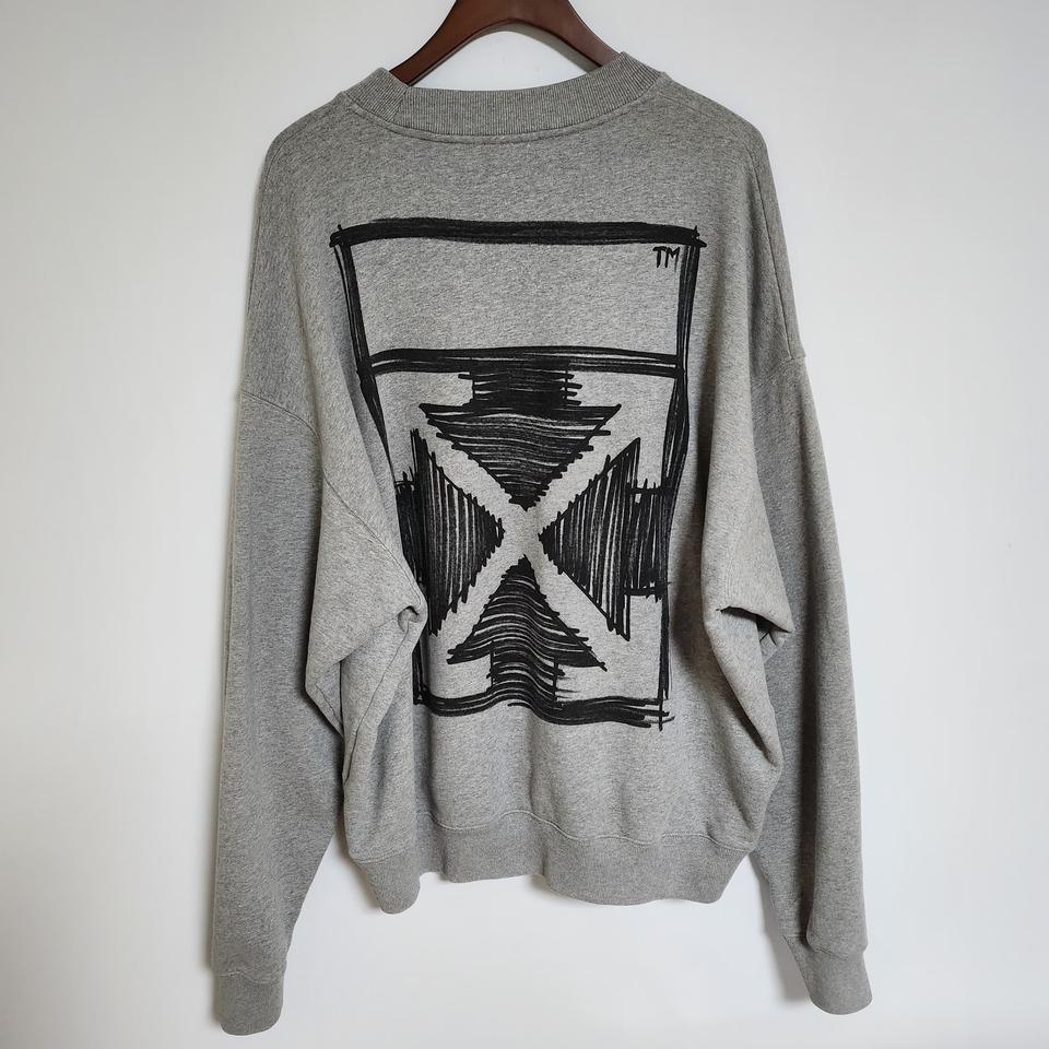 [L] 오프화이트 그레이 마커 애로우 맨투맨