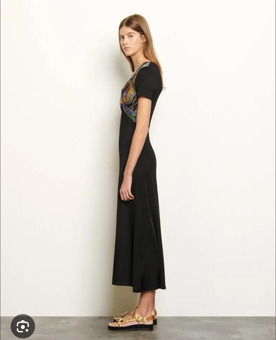 산드로 Sandro  페이즐리 배색 롱 원피스 34사이즈