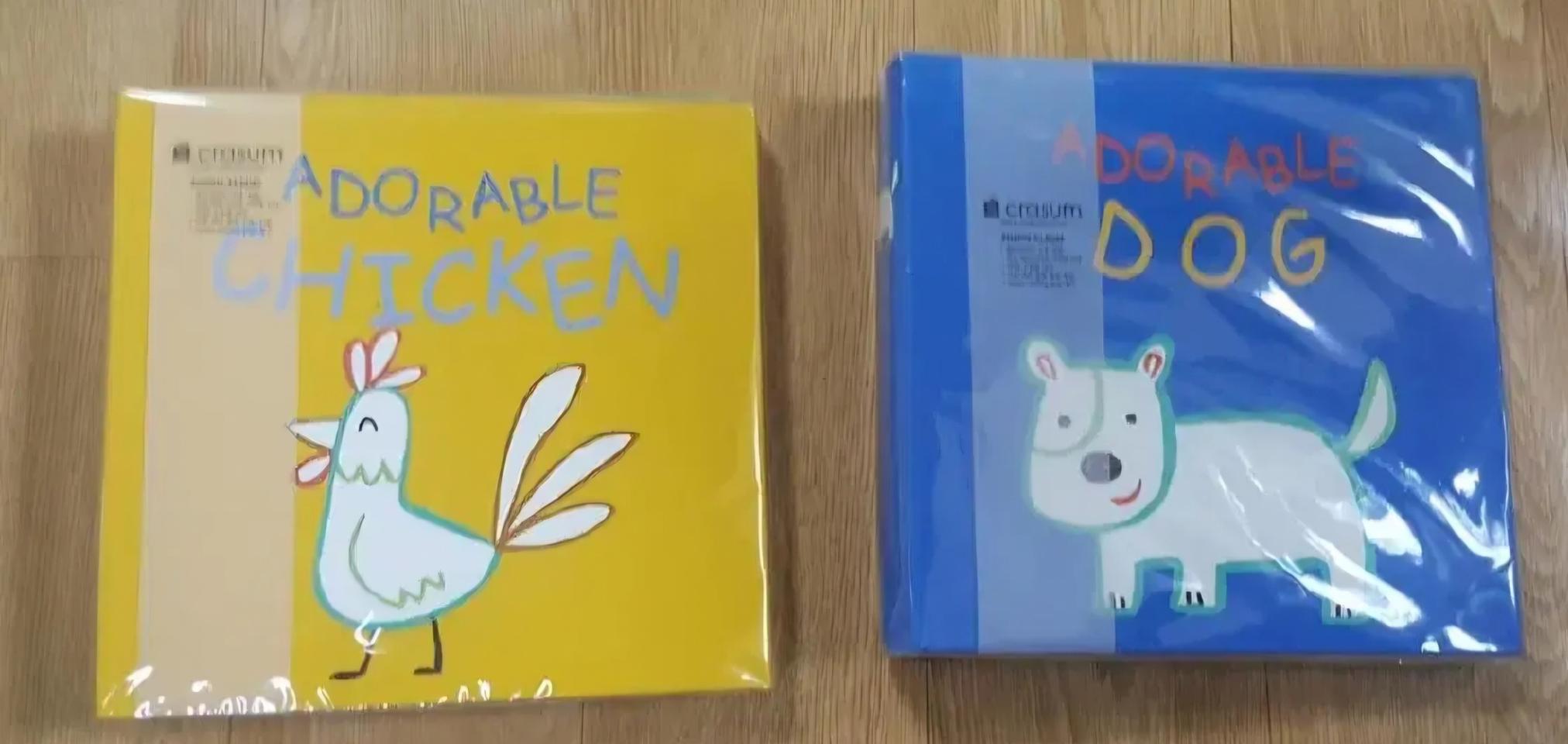 새상품 크라샴의 동물 디자인 포토앨범 닭과 강아지 디자인 2개 세트 택포