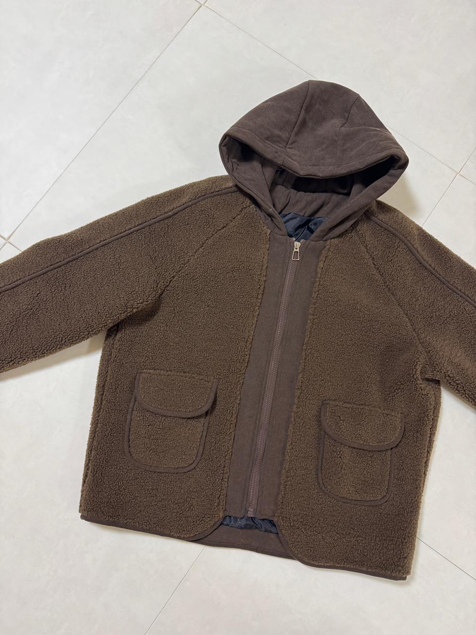 새상품 브라운 뽀글이 누빔 코트 후드집업