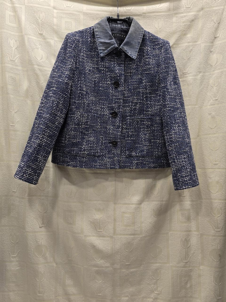 시슬리 Sisley 트위드 데님 카라 자켓 66