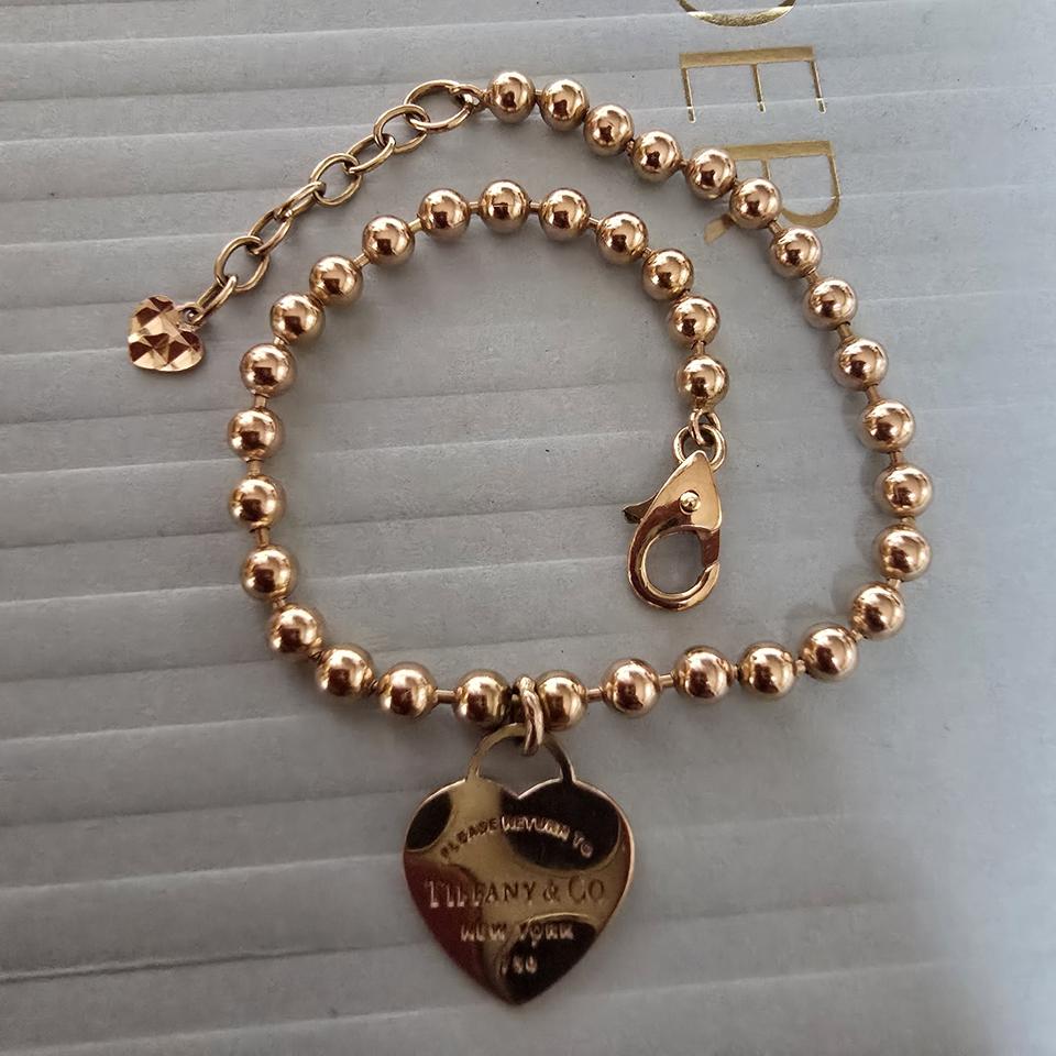 18k핑크골드 하트참 볼 팔찌