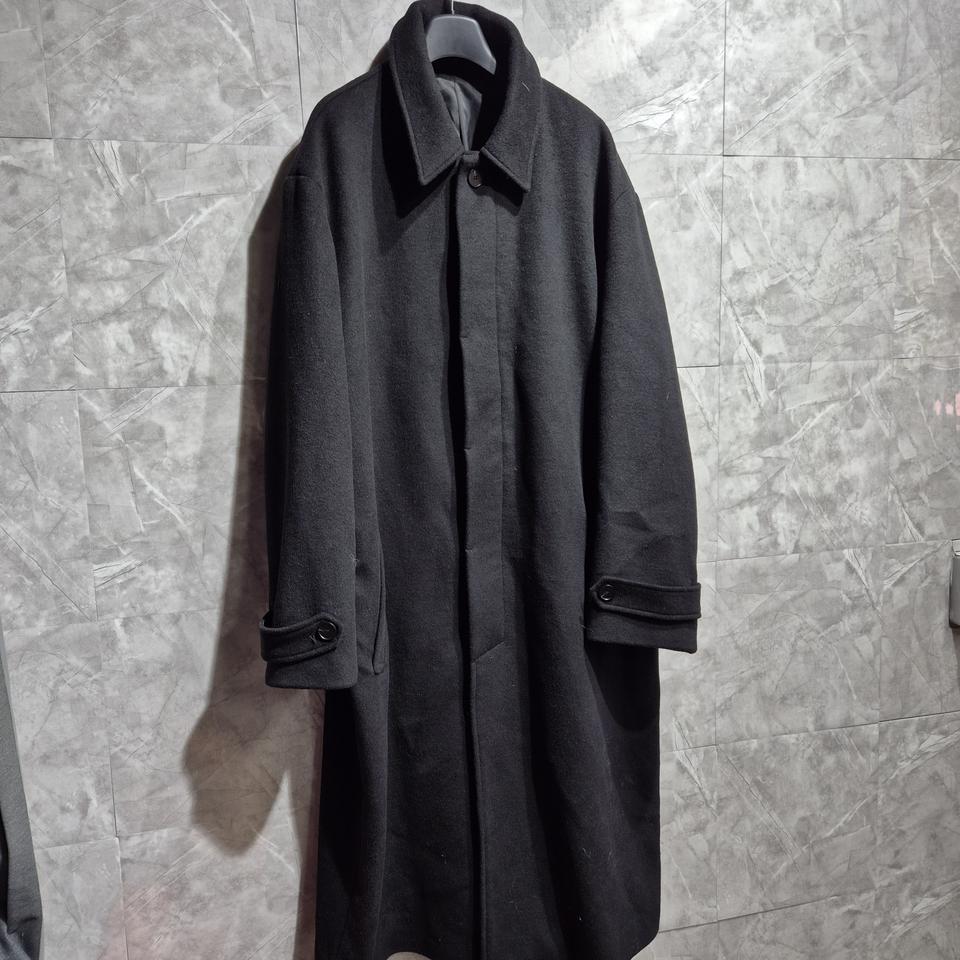 블랙 모직 롱코트