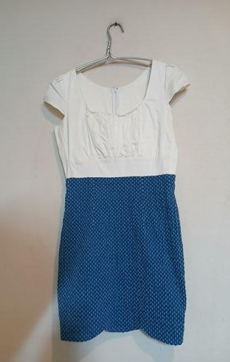 나롱쥐 화이트 블루 믹스 원피스 코튼 드레스 섹시 홀복 데일리 데이트룩