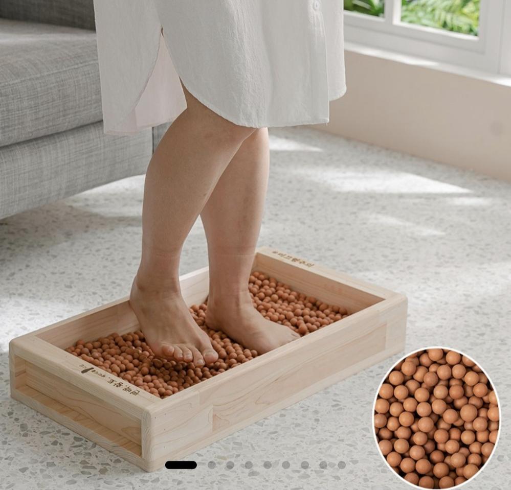 [새제품] PM12 편백나무 황토볼 발 마사지기