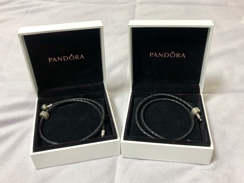 판도라(Pandora) 모멘츠 더블 우븐 레더 브레이슬릿