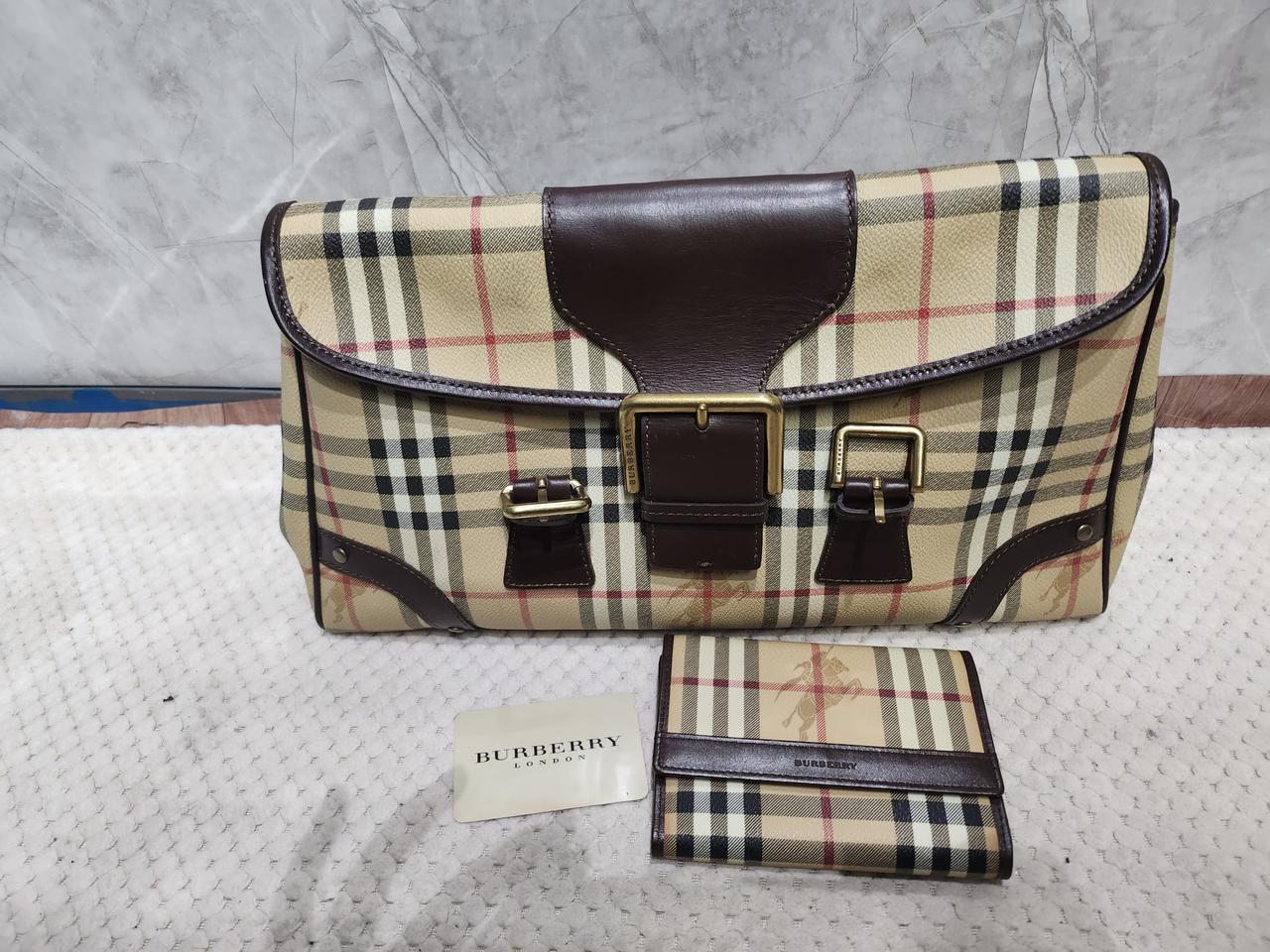 버버리 가방 + 지갑 세트 체크 패턴