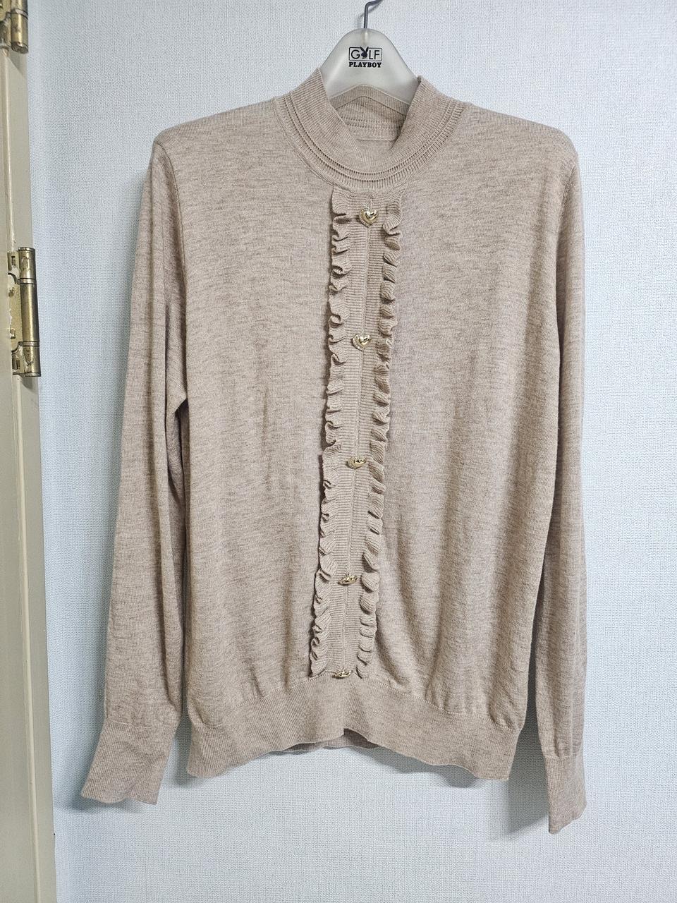 ♥베이지 니트 프릴 티셔츠♥66♥