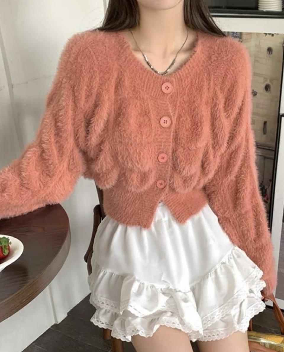 앙고라 크롭 가디건