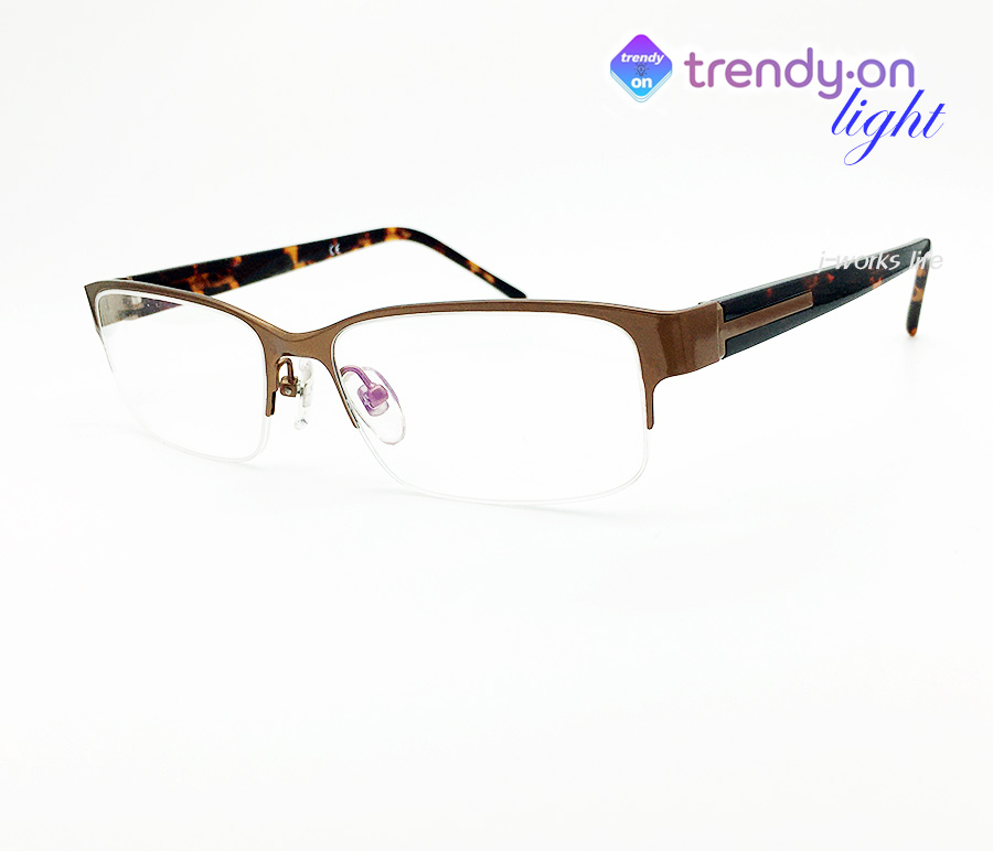 트렌디온 L 브라운 사각 반무테 클래식 디자인 B2DC7 안경테 새제품