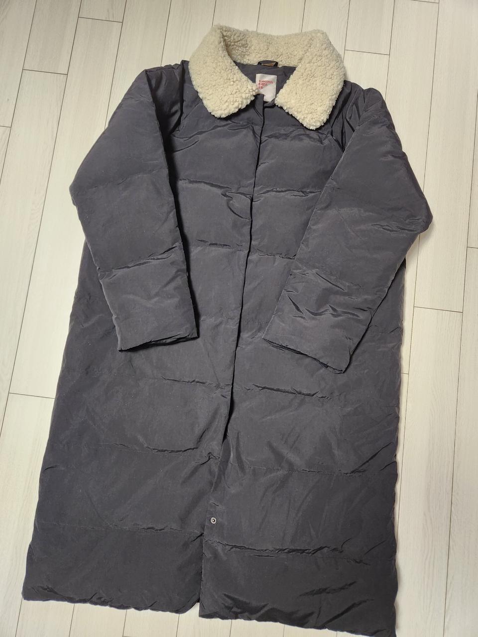 에잇세컨즈 블랙 부클 칼라 롱 패딩 점퍼 사이즈M패딩점퍼/여성용/긴소