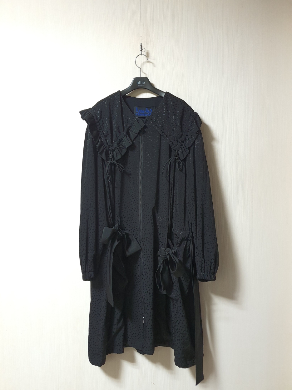 럭키슈에뜨 오버핏 스타 자캬드 세일러 카라 점퍼 프리 사이즈 정품