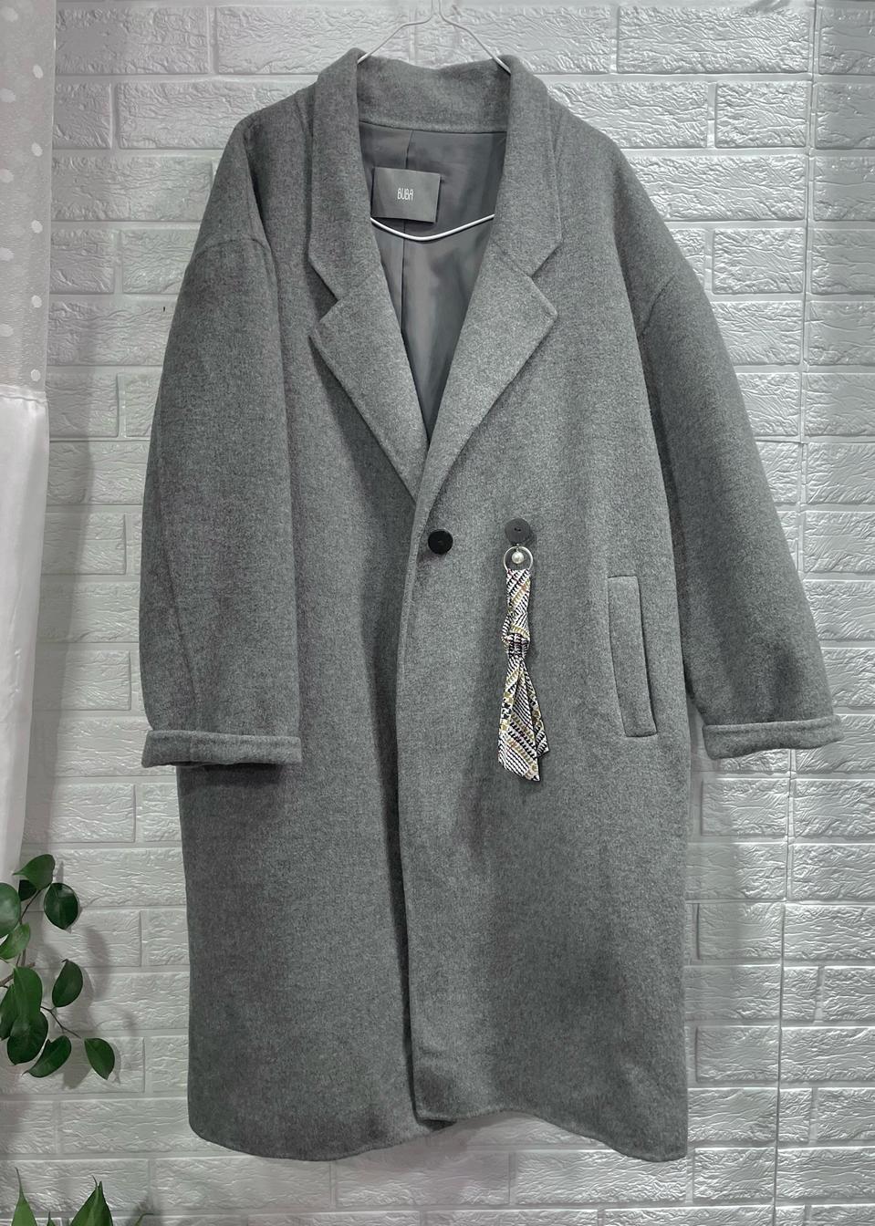 BUBA 여성 울캐시미어코트:) 롱코트 모직코트 그레이회색코트하객룩
