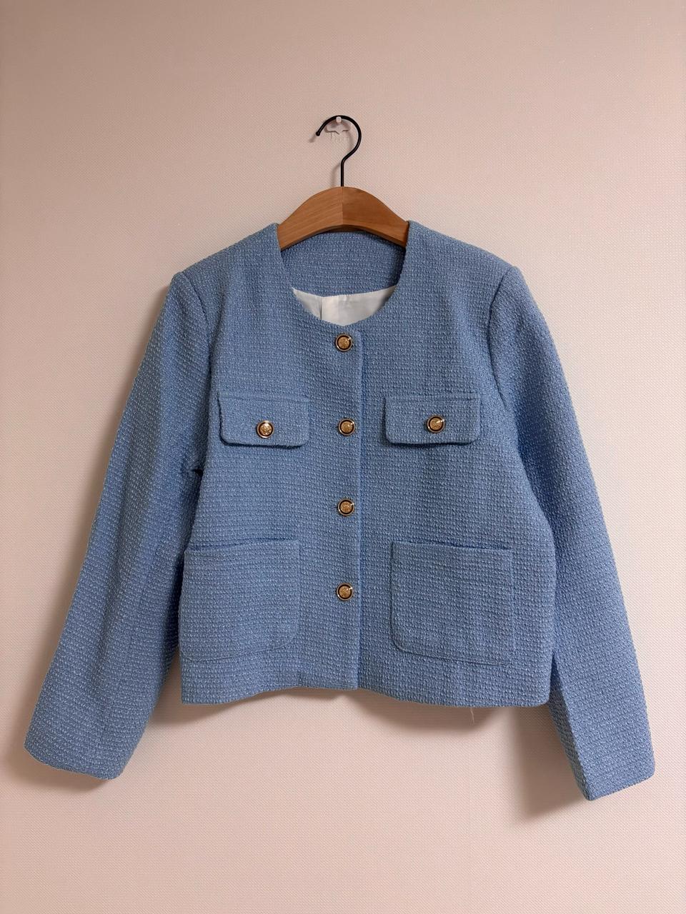 하늘색 트위드 자켓