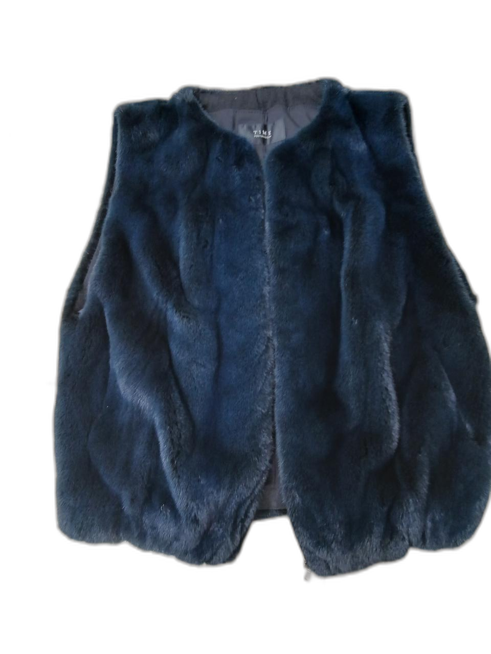 타임 천연밍크 조끼베스트 네이비색상
