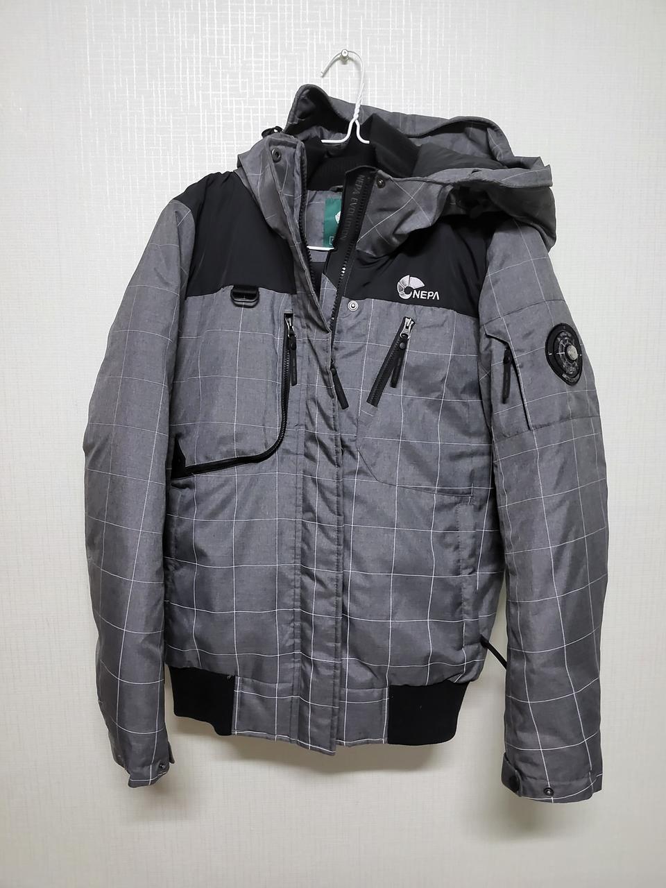 네파 체크 패턴 덕패딩 여성90