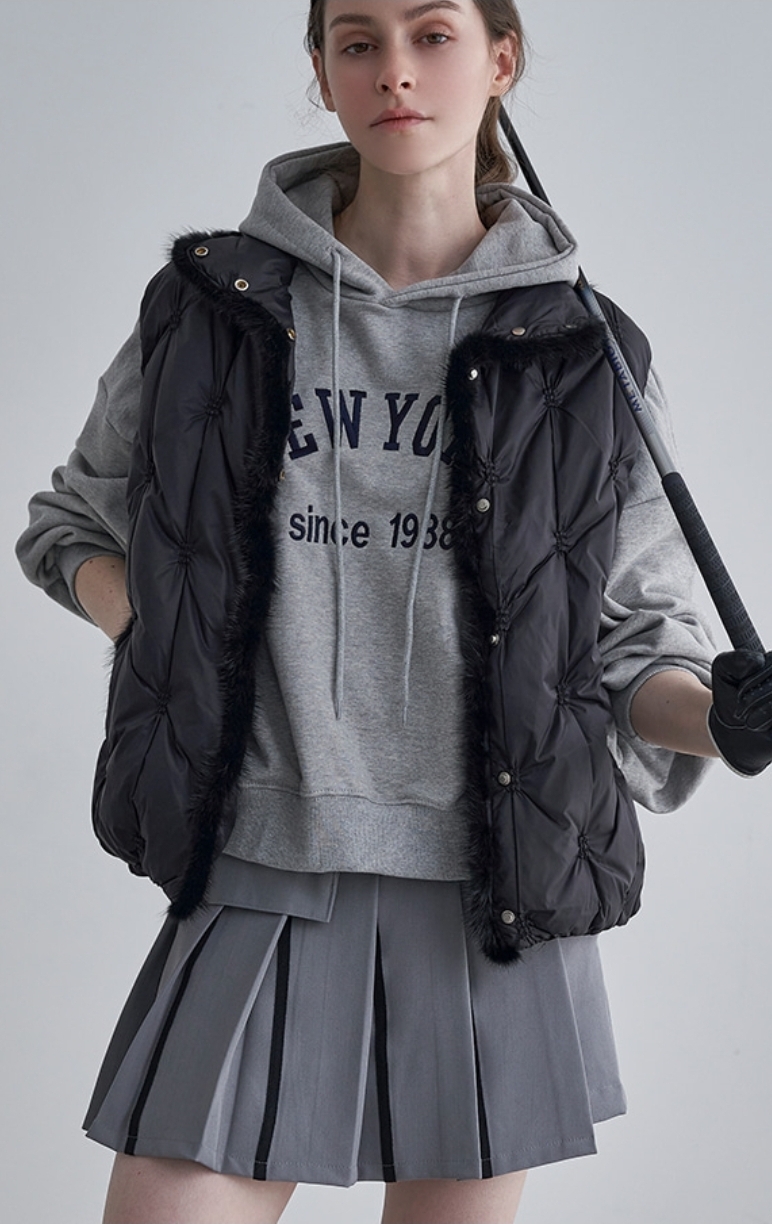 르앤맥코이 밍크 트리밍 덕다운 패딩 베스트 free사이즈(55~66사이즈