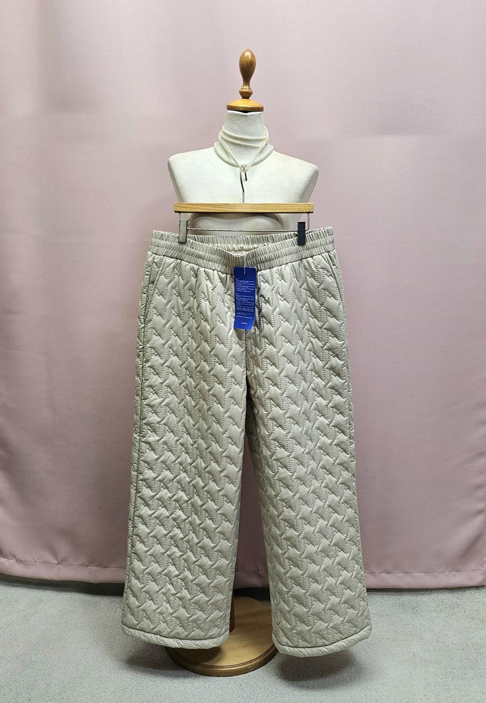 (새상품)퀼팅 기모 와이드 밴딩 팬츠