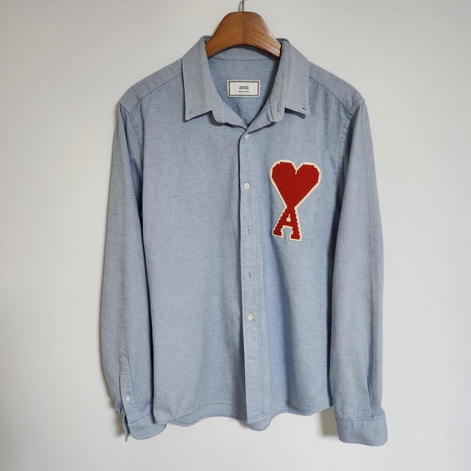 [40] 아미 블루 빅하트 코튼 셔츠 H19C024