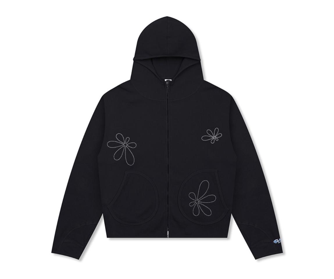 공용가능) 무신사 [글랙 x 지꾸] 걍 새거 헤이즈 자수 와플 집업 후드