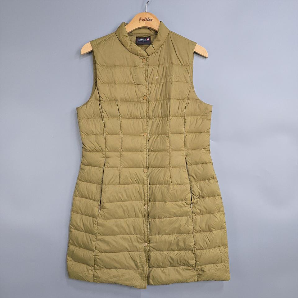 여성 밀레 경량 패커블 거위털 롱 패딩조끼