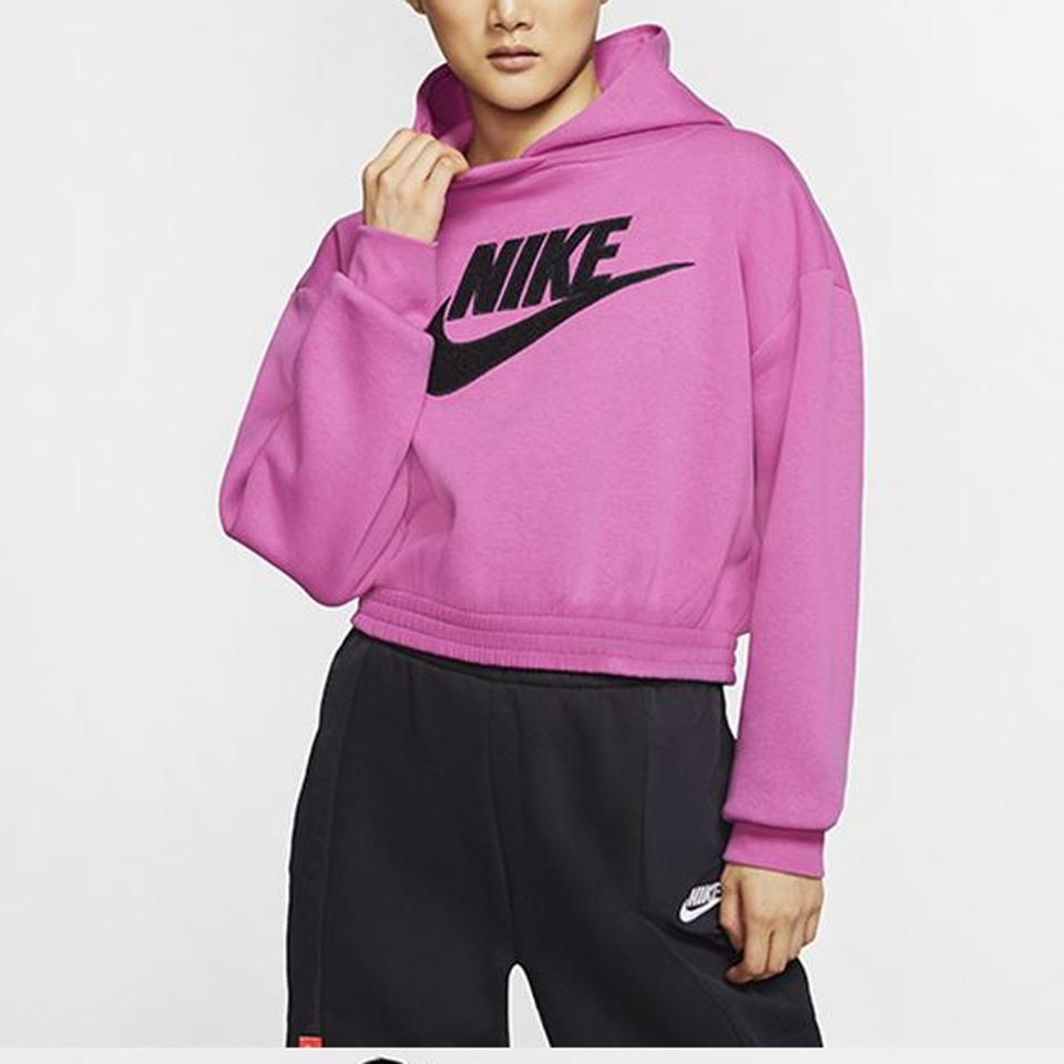 나이키(NIKE) 기모 여성 크롭 후드티 핑크 S