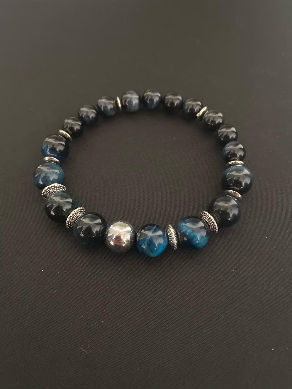 다크 블루 블랙 호안석 팔찌