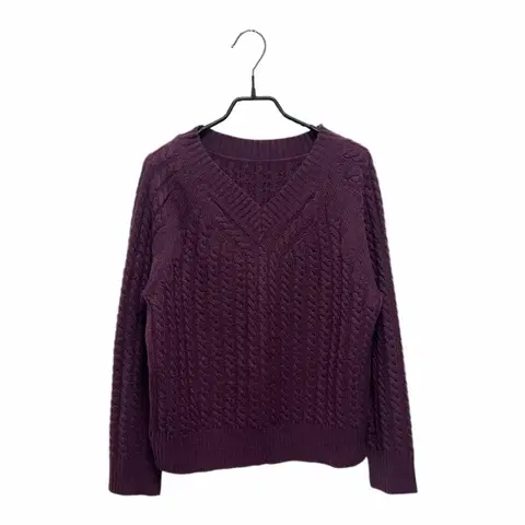 빈티지 브이넥 꽈배기 니트