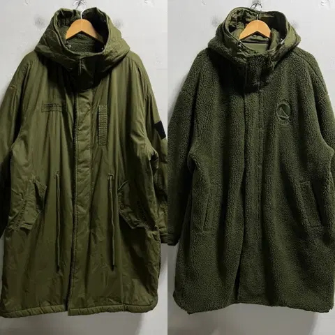 105-110 NBA 리버시블 양털 뽀글이 롱 후리스 야상파카 정품