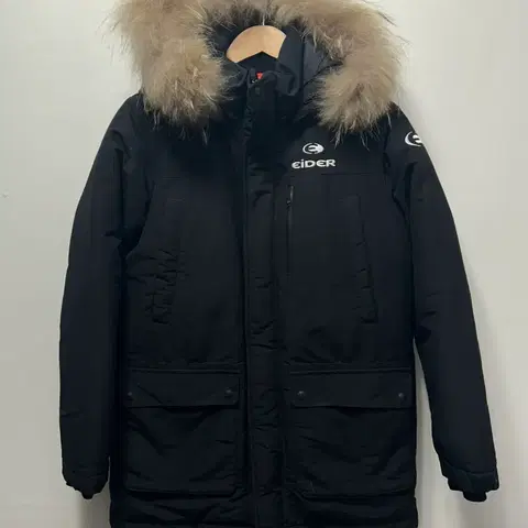 아이더 블랙 패딩 점퍼 후드 퍼 S