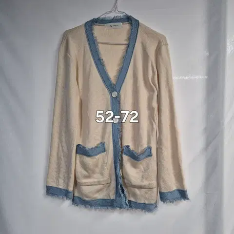 아이보리 스카이블루 라인 니트 가디건 52-72