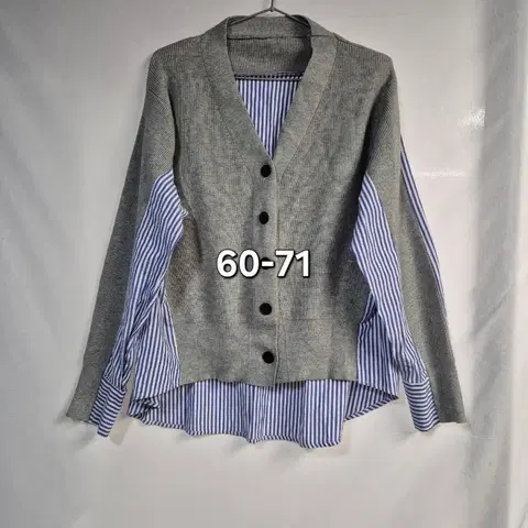 스트라이프 니트 레이어드 블라우스 60-71