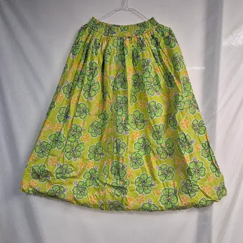 그린 면 프린트 스커트 FREE