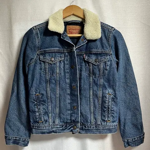 리바이스 크롭 쉐르파 퀄링 데님 청자켓 점퍼 S
