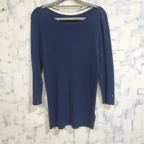 타미힐피거 네이비 케이블 니트 롱티 L