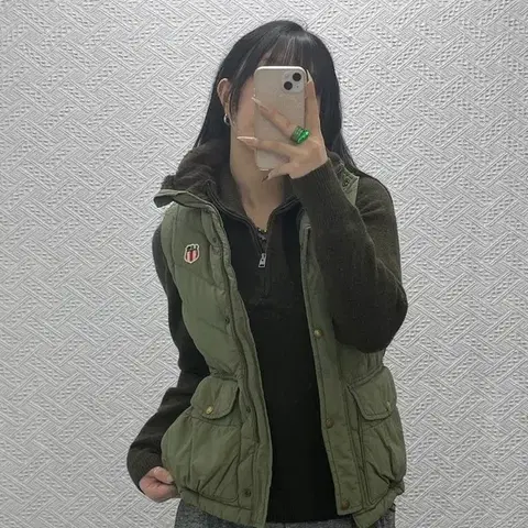 폴로 랄프로렌 빈티지 레트로 올리브카키 패딩조끼 XS C08369