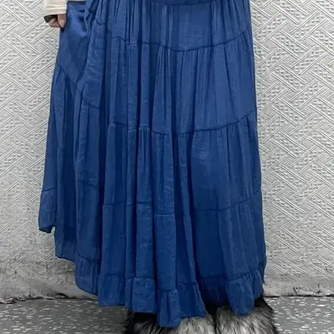 빈티지 모리걸 밴딩 여리 샤 롱스커트 30인치 C08418