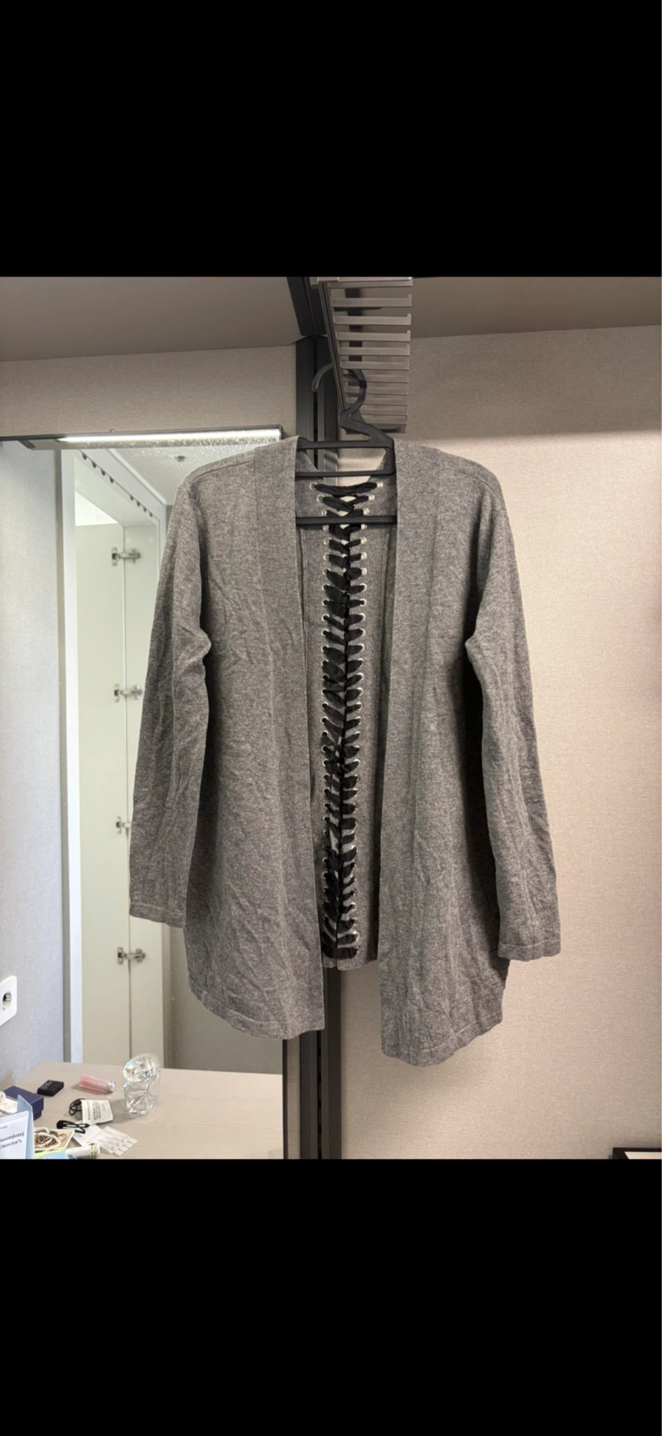 산드로 양모/캐시미어 레이스업 오픈형 가디건