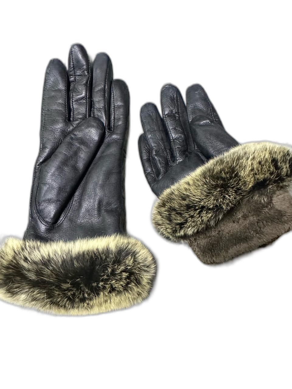 가죽 털 장갑 블랙