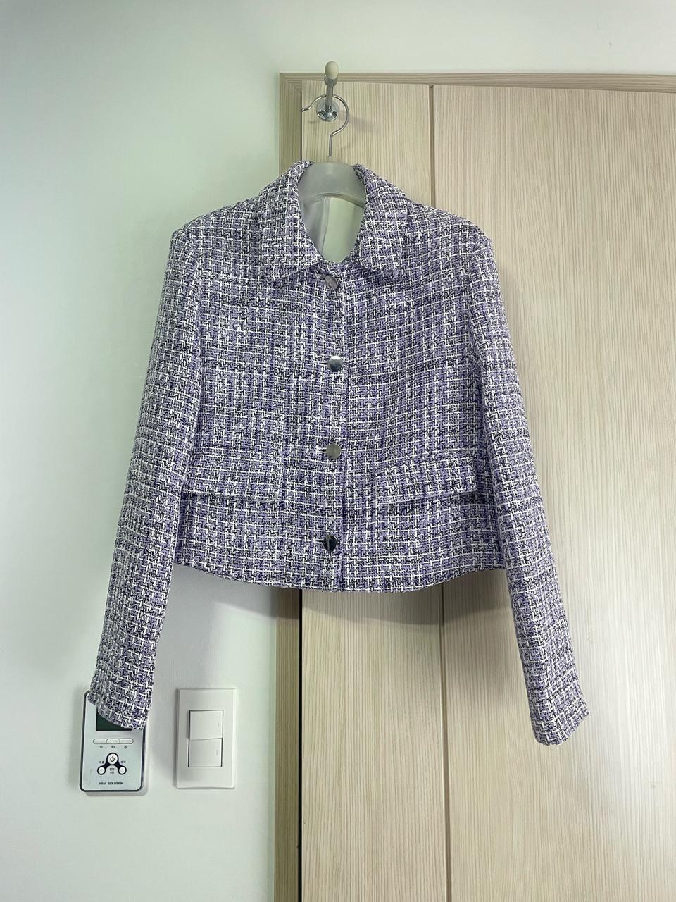 숏 트위드 자켓 퍼플 55