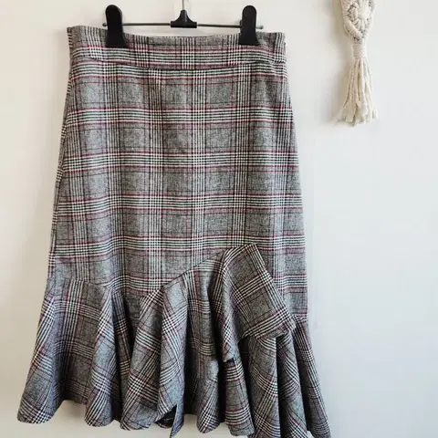 트위 체크 머메이드 플레어 스커트 S (55)