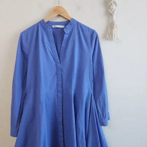 자라 코튼 플레어 셔츠 원피스 L