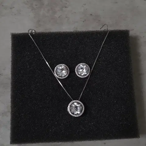 새거 . 천연 백수정 실버 귀걸이 목걸이 세트