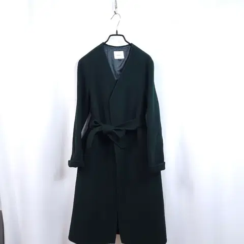 블로썸 벨티드 핸드메이드 코트 다크 그린