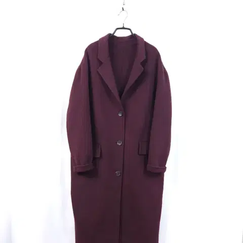 버건디 모직 핸드메이드 롱코트